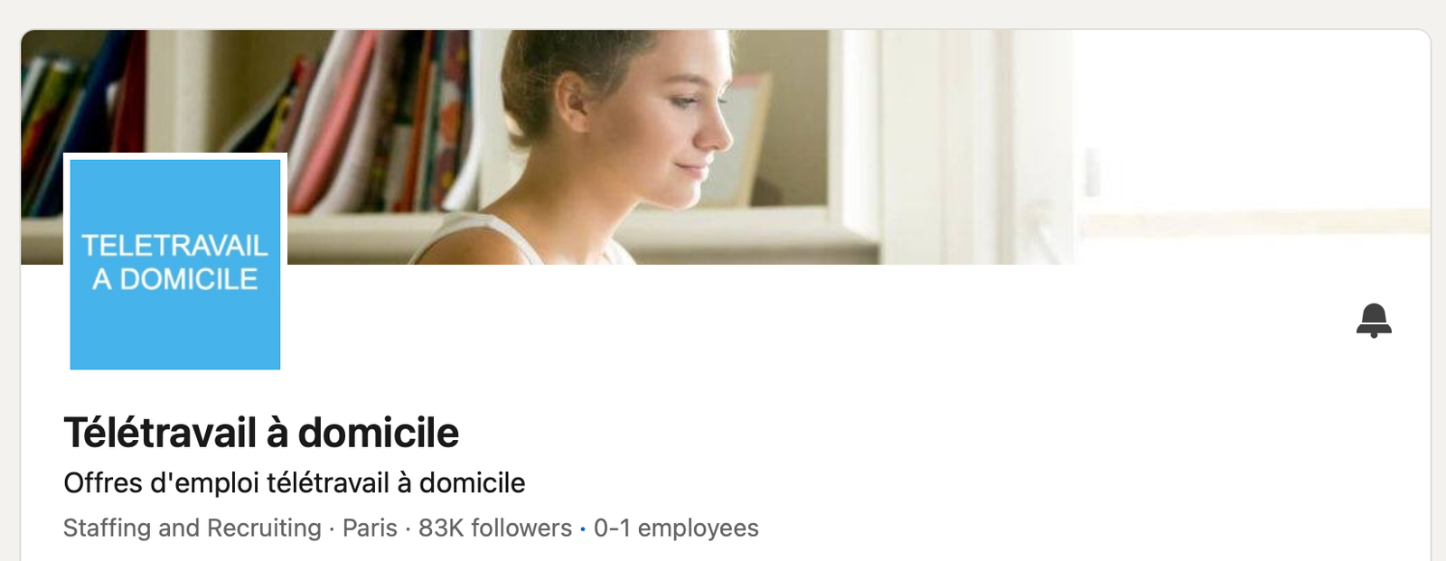 Page LinkedIn Télétravail à domicile et nombre d’abonnés